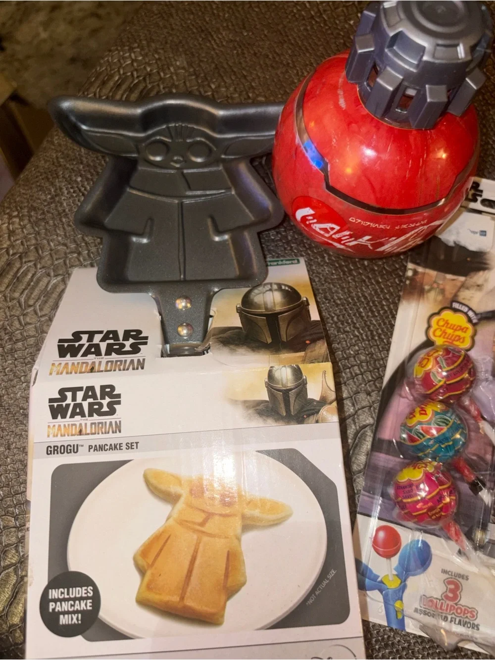 Star Wars The Mandalorian Grogu Pancake Set with Red Capsule Toy Bundle Disney